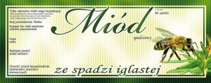 Paczka dużych etykiet na miód ze spadzi iglastej (100szt) - wzór E136
