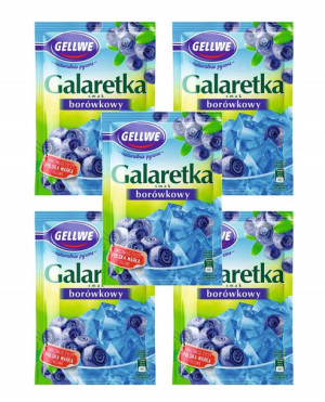 Galaretka GELLWE o Smaku Borówkowym 5 Sztuk x 72g
