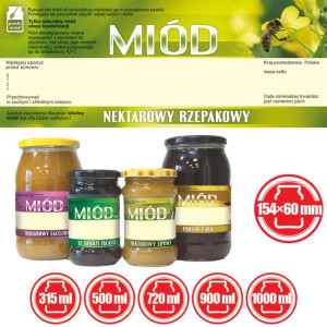Paczka dużych etykiet na miód rzepakowy (100szt) - wzór E150