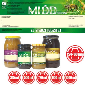 Paczka dużych etykiet na miód ze spadzi iglastej (100szt) - wzór E151