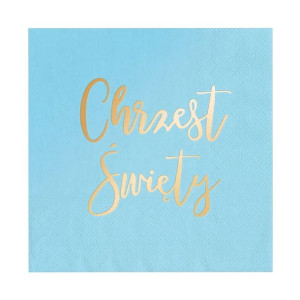 Serwetki Chrzest Święty 33x33cm Niebieskie 10szt