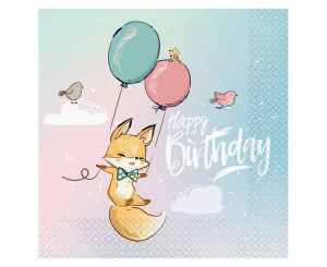Serwetki Happy Birthday Lisek 33x33cm 20szt