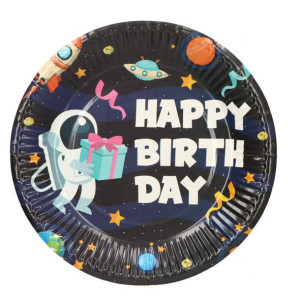 Talerzyki Papierowe Happy Birthday Kosmos 6szt