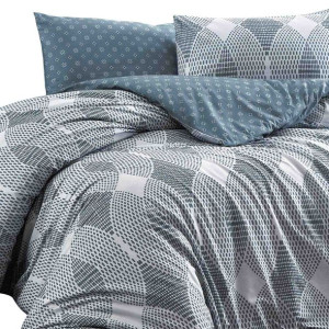 Pościel bawełna 200x220 + poszewki Zenon indigo