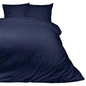 Pościel satyna cizgili navy blue 160x200 2x70x80
