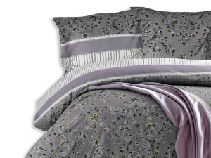 Pościel satynowa EX 200x220 + poszewki Clauda Grey