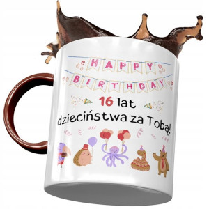 Kubek Bordowy na Urodziny 16 16ste 16-ste Prezent