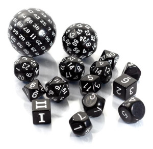 Kostki Rpg Czarny Zestaw 15 Kości Kostek