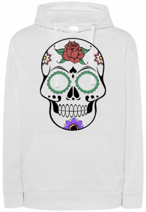 Bluza z fajnym nadrukiem kolorowa CZASZKA r.S