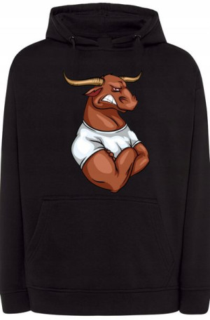 Byk Męska Modna Bluza z Kapturem Nadruk r.5XL