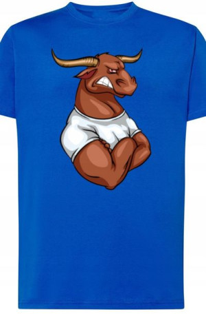 Byk Męski Modny T-Shirt Nadruk Rozm.3XL