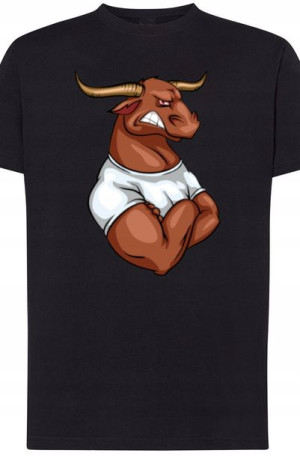 Byk Męski Modny T-Shirt Nadruk Rozm.L