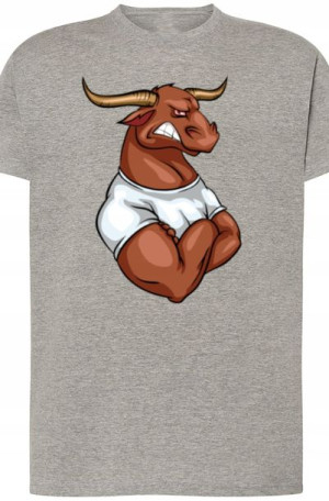 Byk Męski Modny T-Shirt Nadruk Rozm.XS