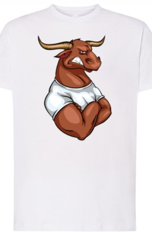 Byk Męski Modny T-Shirt Nadruk Rozm.XS