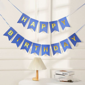 Girlanda Niebieska Brokatowa Happy Birthday