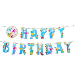 Banner Girlanda Happy Birthday Flamingi 3m