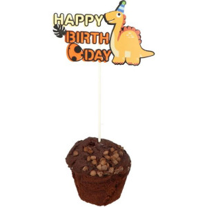 Topper Happy Birthday Dino Pomarańcz