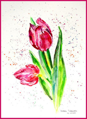 Tulipany - akwarela oryginalna