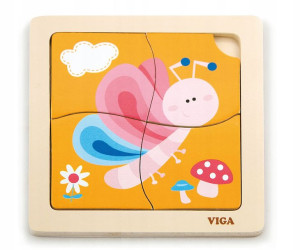 Viga Puzzle drewniane na podkładce Motylek