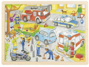Goki Drewniane Puzzle Policja 56 El.