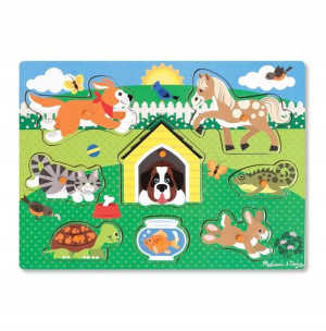 Układanka drewniana z uchwytami puzzle Zwierzątka