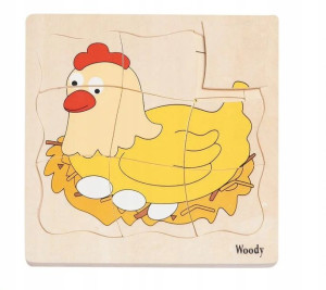 Drewniana Układanka Puzzle Warstwowe Życie Kurki