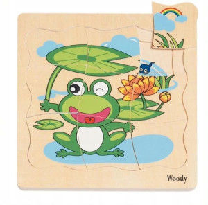 Drewniana Układanka Puzzle Warstwowe Życie Żabki