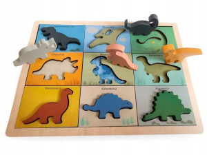 Drewniana układanka puzzle 3D DINOZAURY MAGNI