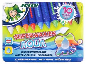 Wysuwane kredki świecowe 10szt.metalowe etui Jolly