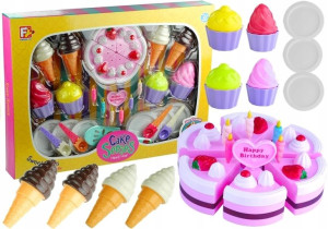 Duży zestaw serwis urodzinowy tort lody 32 el