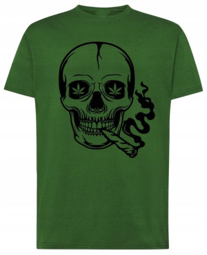Czaszka Weed T-shirt Męski Modny Rozm.4XL
