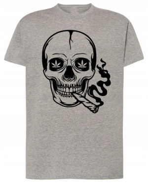 Czaszka Weed T-shirt Męski Modny Rozm.5XL