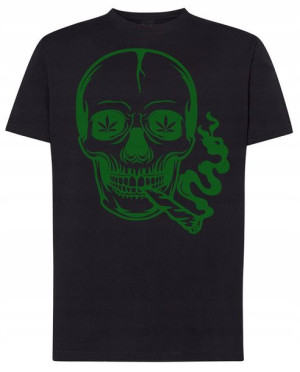 Czaszka Weed T-shirt Męski Modny Rozm.5XL