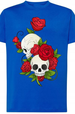 Czaszki Róża Modny T-shirt Lato Nadruk Rozm.5XL