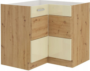 Szafka kuchenna narożna 89x89 dolna. Krem połysk
