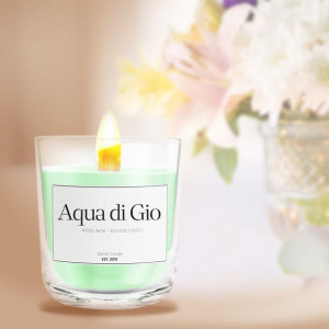 Aqua Di Gio - Świeca Zapachowa Perfumowana Sojowa - Drewniany Knot