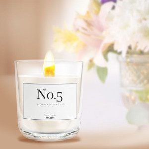 Chanel No5 - Świeca Zapachowa Perfumowana Sojowa - Drewniany Knot