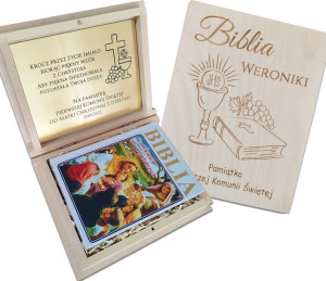 Biblia Pismo Święte Komunia Chrzest Pudełko Grawer