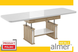 Ławostół Ława Stół L15 MDF Biały Połysk rozkładany do 200cm