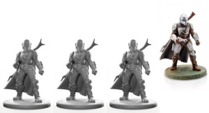 Zestaw 3 Szarych Figurek Rpg - Seria Humanoidy - Mandalorian 25 Mm