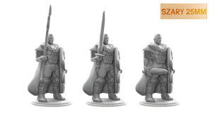 Zestaw 3 Szarych Figurek Rpg - Seria Humanoidy - Elitarni Strażnicy 25 Mm