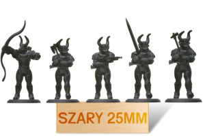 Zestaw 5 Szarych Figurek Rpg - Seria Humanoidy - Byk Wojownik 25 Mm
