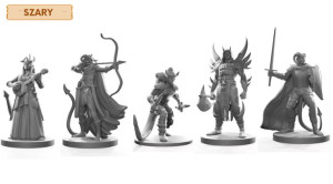 Diabelska Drużyna - Zestaw 5 Szarych Figurek Na Kampanię Rpg 25 Mm