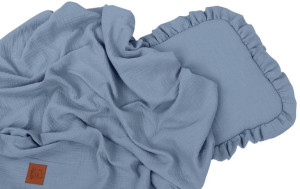 Komplet letni poduszka i otulacz muślinowy JEANS