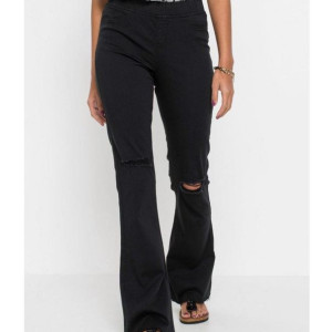 Bonprix Czarne Spodnie Dzwony Bootcut Ściągacz Z Dziurami 40-42 941998