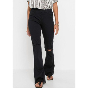 Bonprix Czarne Spodnie Dzwony Bootcut Ściągacz Z Dziurami 40-42 941998