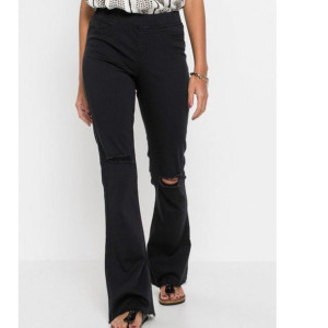 Bonprix Czarne Spodnie Dzwony Bootcut Ściągacz Z Dziurami 46-48 941998