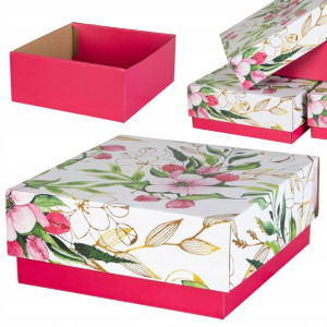PUDEŁKO Prezentowe w KWIATY 21,5x21,5 Opakowanie