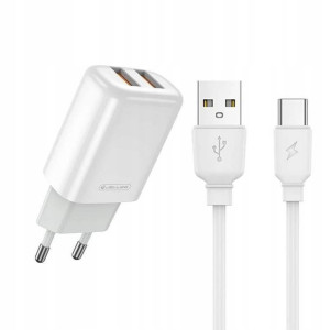 Ładowarka Sieciowa 2xUSB + Kabel USB - USB-C TYP C