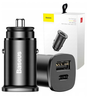 BASEUS Ładowarka Samochodowa USB + Kabel USB C